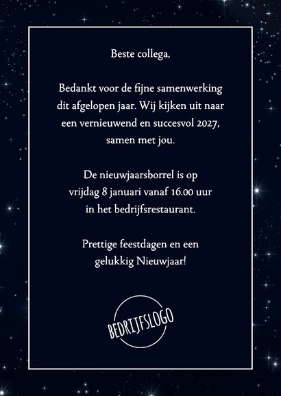 Zakelijke kerstkaart 2027 typografie sterretjes 3