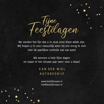 Zakelijke kerstkaart autobedrijf montage transport velg goud 3