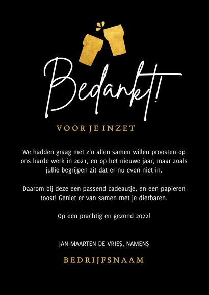 Zakelijke kerstkaart bedankje werknemers met bier toost 3