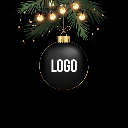 Zakelijke kerstkaart bedankt feestdagen dennentakjes lampjes 2