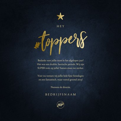 Zakelijke kerstkaart bedankt hashtag toppers 3