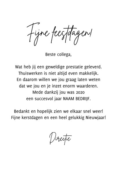Zakelijke kerstkaart bedankt medewerkers duimpjes sterren 3
