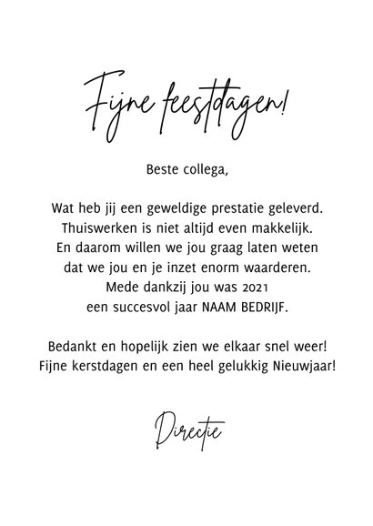 Zakelijke kerstkaart bedankt medewerkers duimpjes sterren 3