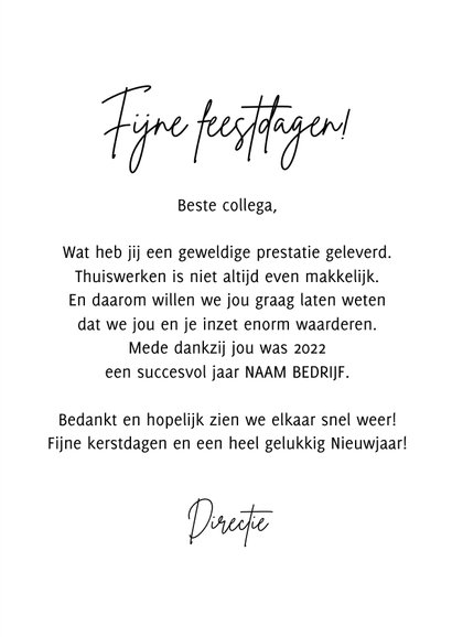 Zakelijke kerstkaart bedankt medewerkers duimpjes sterren 3