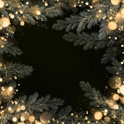 Zakelijke kerstkaart bedankt met gouden lichtjes en takken Achterkant
