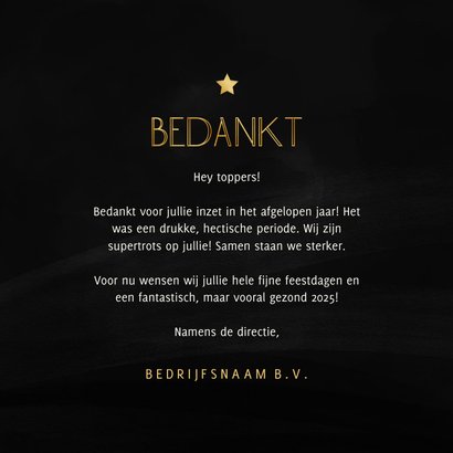 Zakelijke kerstkaart bedankt met ster op achtergrond 3