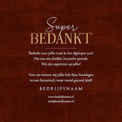 Zakelijke kerstkaart bedankt sterren goud rood spetters 3