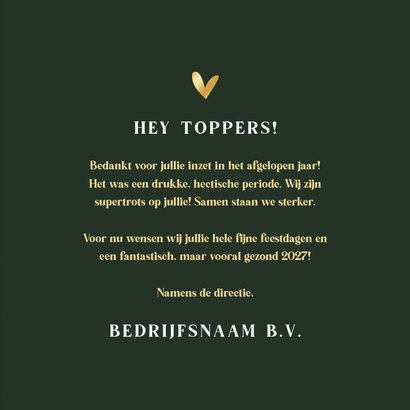 Zakelijke kerstkaart bedankt voor je inzet met hart 3