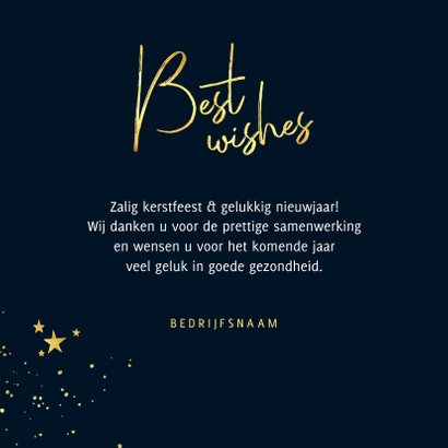 Zakelijke kerstkaart best wishes stijlvol goud spetters 3