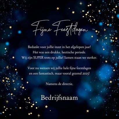 Zakelijke kerstkaart blauw spetters sterren typografie 3