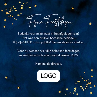 Zakelijke kerstkaart blauw spetters sterren typografie 3
