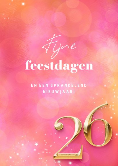 Zakelijke kerstkaart cijfers 2026 goud roze sprankelend 3