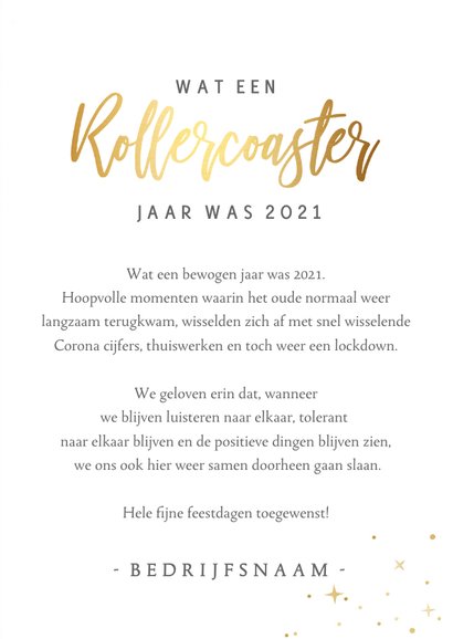 Zakelijke kerstkaart Corona - rollercoaster jaar 2021 3