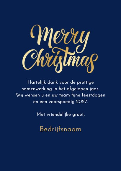 Zakelijke kerstkaart delfts blauw stijlvol bloemen goud 2027 3