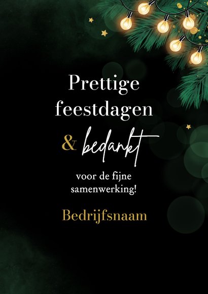 Zakelijke kerstkaart dennentakjes goud sterren 2026 3