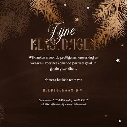 Zakelijke kerstkaart dennentakjes koperen sterren 3