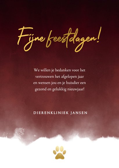 Zakelijke kerstkaart dieren branche foto, waterverf & pootje 3