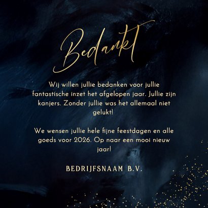 Zakelijke kerstkaart donkerblauw bedankt waterverf 3