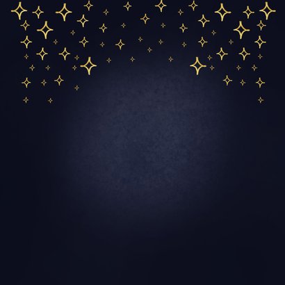 Zakelijke kerstkaart donkerblauw gouden sterren warme wensen Achterkant