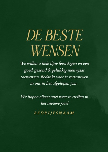 Zakelijke kerstkaart donkergroen met gouden tekst 3