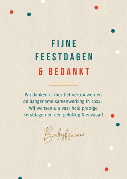 Zakelijke kerstkaart fijne feestdagen 2025 bedankt 3