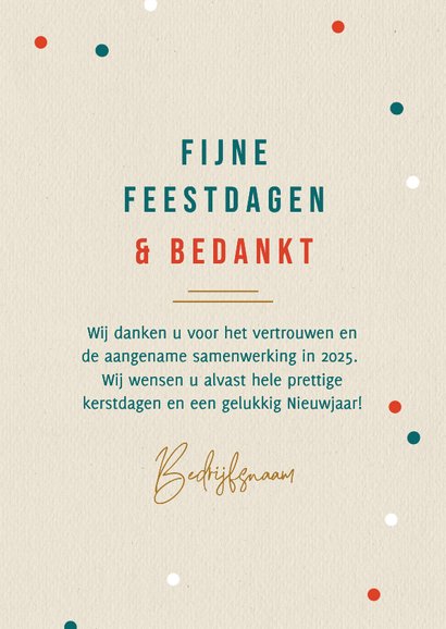 Zakelijke kerstkaart fijne feestdagen 2026 bedankt 3