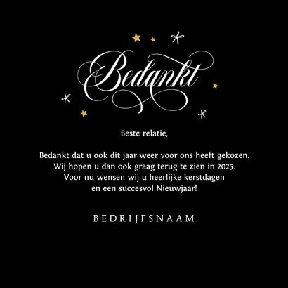 Zakelijke kerstkaart fijne feestdagen bedankt sterren 3