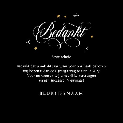 Zakelijke kerstkaart fijne feestdagen bedankt sterren 3