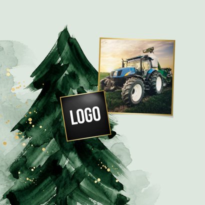 Zakelijke kerstkaart fijne feestdagen dennentakken goud 2
