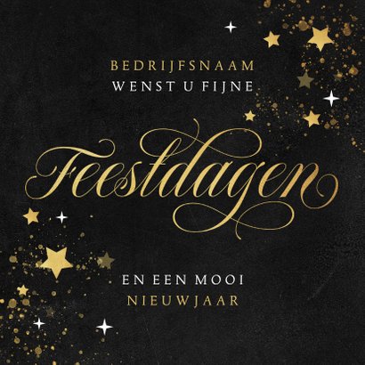 Zakelijke Kerstkaart Fijne Feestdagen Goud | Kaartje2go