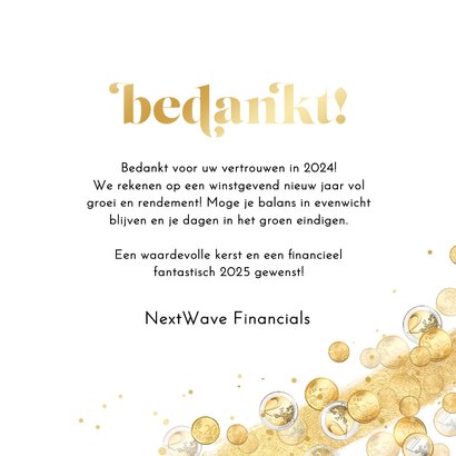 Zakelijke kerstkaart financieel geld goud bedankt 2025 3