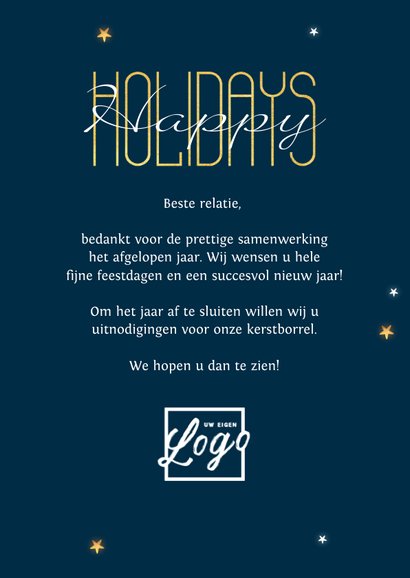 Zakelijke kerstkaart financieel geld kerstboom goud sterren 3