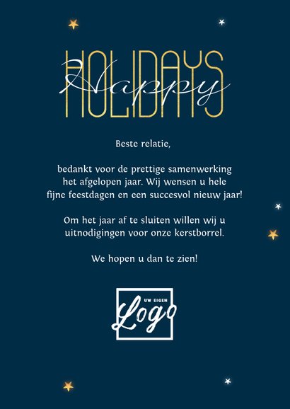 Zakelijke kerstkaart financieel geld kerstboom goud sterren 3