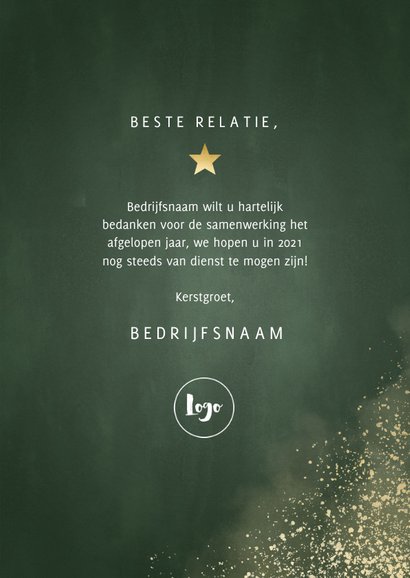 Zakelijke kerstkaart financiƫle branche met foto's en goud 3