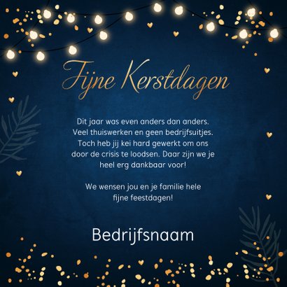 Zakelijke kerstkaart foto lampjes confetti goudlook 3