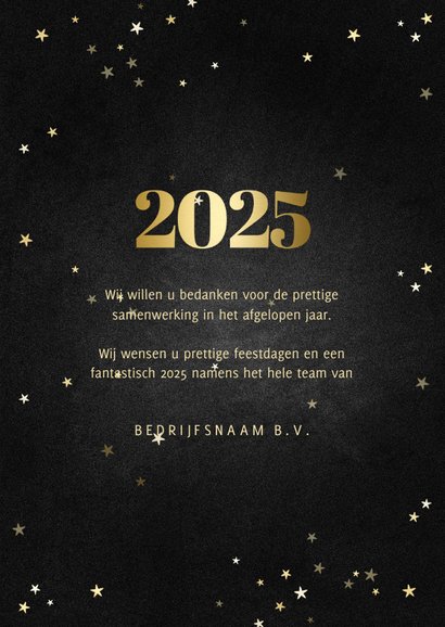 Zakelijke kerstkaart fotocollage met gouden 2025 en sterren 3