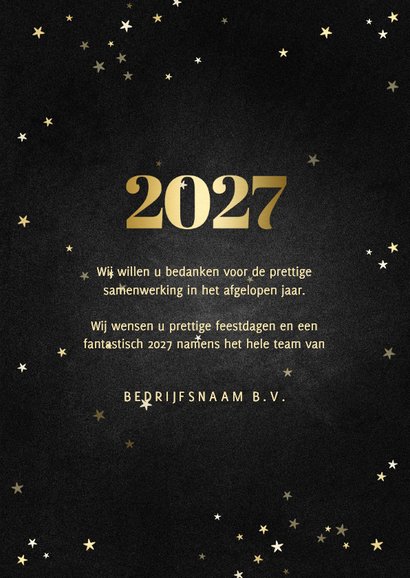 Zakelijke kerstkaart fotocollage met gouden 2027 en sterren 3