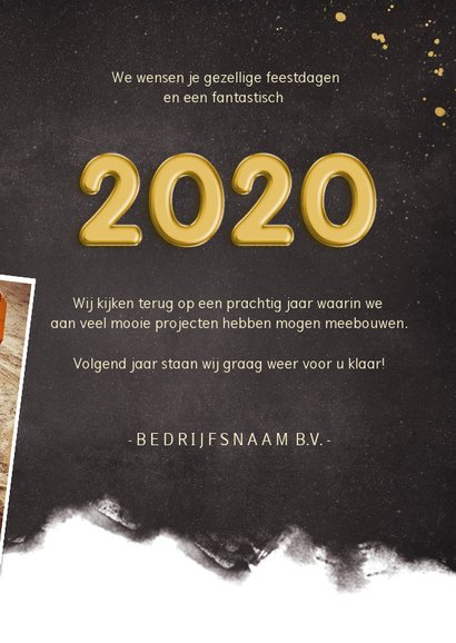 Zakelijke kerstkaart fotocollage polaroids met jaartal 2020 3