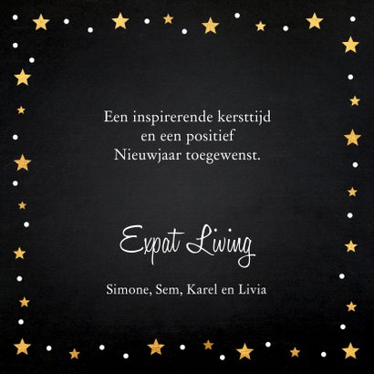 Zakelijke kerstkaart fotocollage zwart goudlook sterren 3