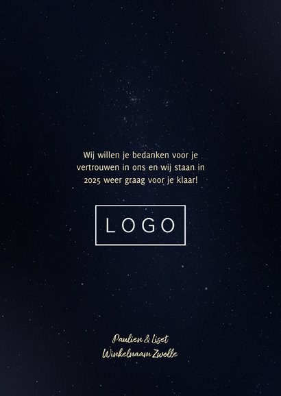 Zakelijke kerstkaart galaxy met gouden accenten en foto 3