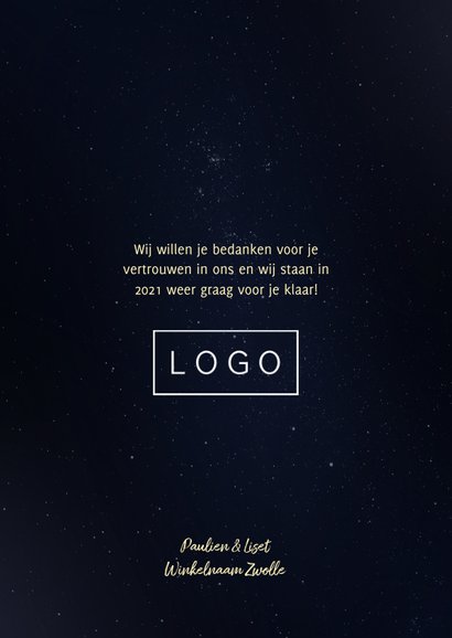 Zakelijke kerstkaart galaxy met gouden accenten en foto 3
