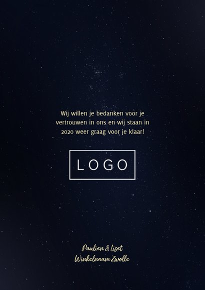 Zakelijke kerstkaart galaxy met gouden accenten en foto 3