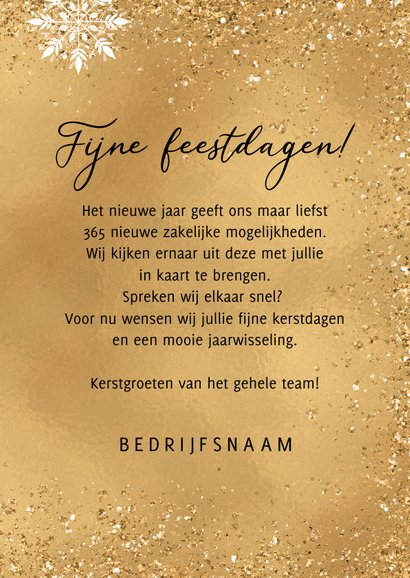 Zakelijke kerstkaart goud 2022 sneeuw foto 3