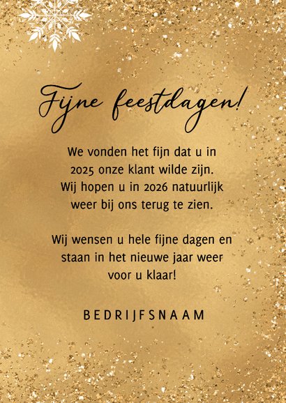 Zakelijke kerstkaart goud 2026 sneeuw foto 3