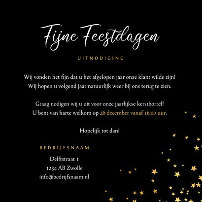 Zakelijke kerstkaart goud borrel fijne feestdagen sterren 3