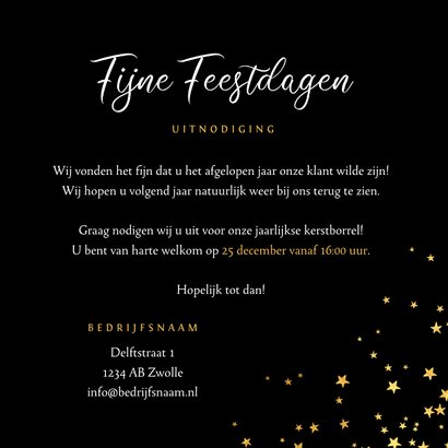 Zakelijke kerstkaart goud borrel fijne feestdagen sterren  3