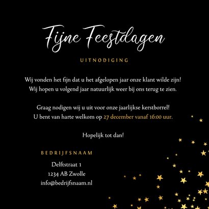 Zakelijke kerstkaart goud borrel fijne feestdagen sterren 3