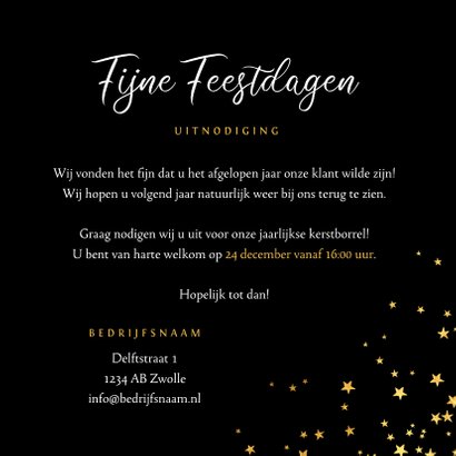 Zakelijke kerstkaart goud borrel fijne feestdagen sterren  3