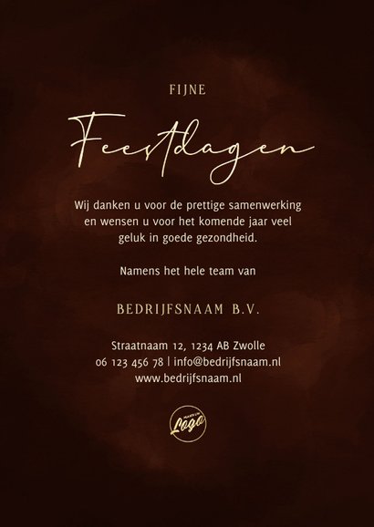 Zakelijke kerstkaart gouden 2023 donkerrood stijlvol 3