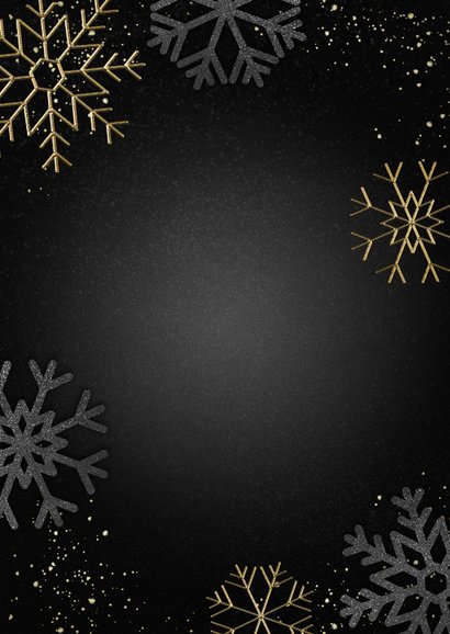 Zakelijke kerstkaart gouden 2024 spetters & sneeuwvlokken Achterkant